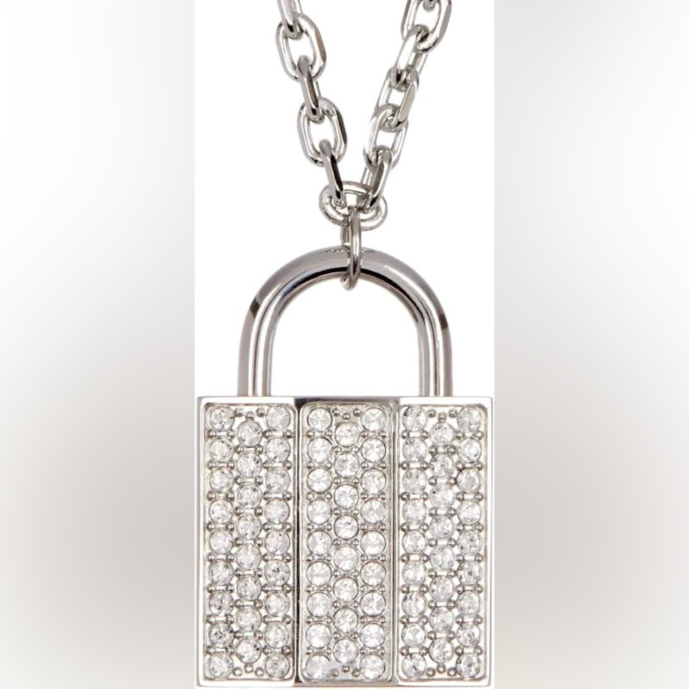 Swarovski Silver Padlock Crystal Pendant Necklace NWT - Picture 4 of 6